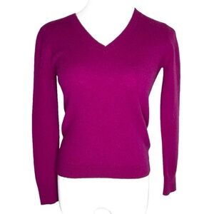 Nordstrom Cashmere Women's V-Neck Sweater in Magenta Pink Sz Small